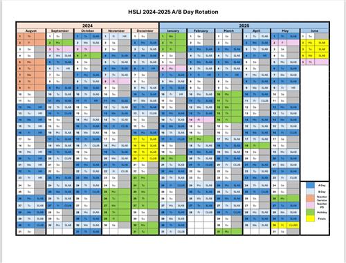 2024-2025 HSLJ-A/B Day Rotation Schedule